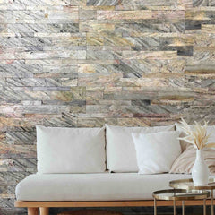 ROMA Split Face Quartzite Natural Stone Peel &amp; Stick Wall Panel - 15 x 60 cm