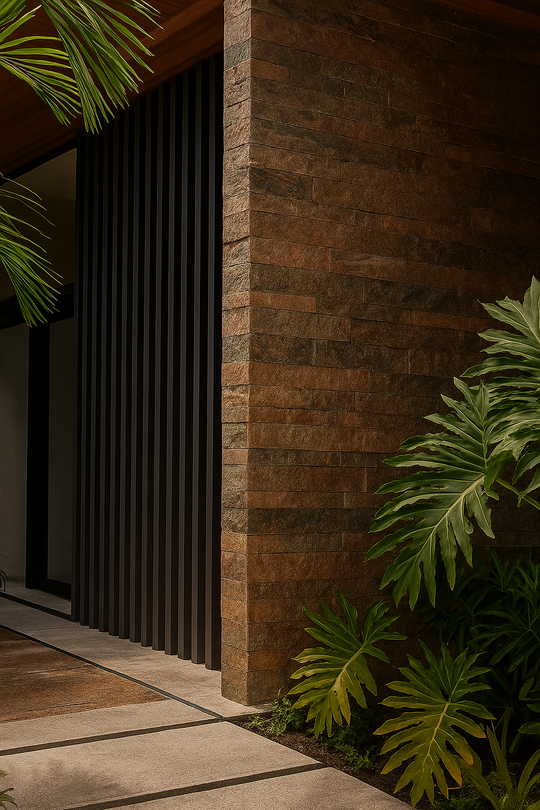 DUBAI COPPER Split Face Quartzite Peel &amp; Stick Wall Tiles - 15 x 60 cm