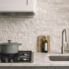 SATVARIO WHITE Split Face Big Lock Peel &amp; Stick Veneer Panel - 15 x 31.2 cm