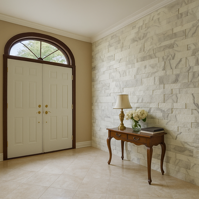 SATVARIO HVIT KLASSISK Split Face Marmor Peel & Stick Wall Flis - 15 x 60 cm