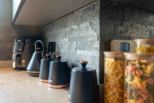 LONDON SAPPHIRE Split Face Quartzite Peel &amp; Stick Wall Tiles - 15 x 60 cm