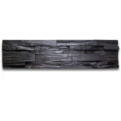 LINEAR USED FACE CHARCOAL Split Face Wood Panel - 15 x 60cm
