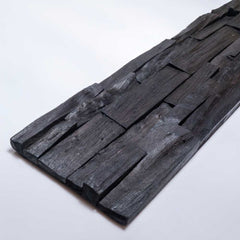 LINEAR USED FACE CHARCOAL Split Face Wood Panel - 15 x 60cm