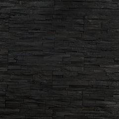 LINEAR SLIMWOOD USED FACE Split face charcoal wood panel - 15 x 60 cm