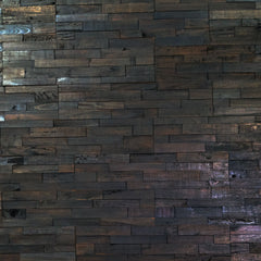 LINEAR BRUSHED FACE CHARCOAL Split Face 4-Line Wood Panel - 15 x 60 cm