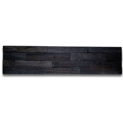 LINEAR BRUSHED FACE CHARCOAL Split Face 4-Line Wood Panel - 15 x 60 cm