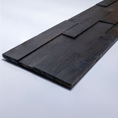 LINEAR BRUSHED FACE CHARCOAL Split Face 4-Line Wood Panel - 15 x 60 cm