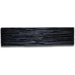 LINEAR SLIMWOOD USED FACE Split face charcoal wood panel - 15 x 60 cm
