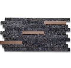 LONDON SAPPHIRE Split Face Stor lås Peel & Stick Veggflis med metall - 15 x 31,2 cm