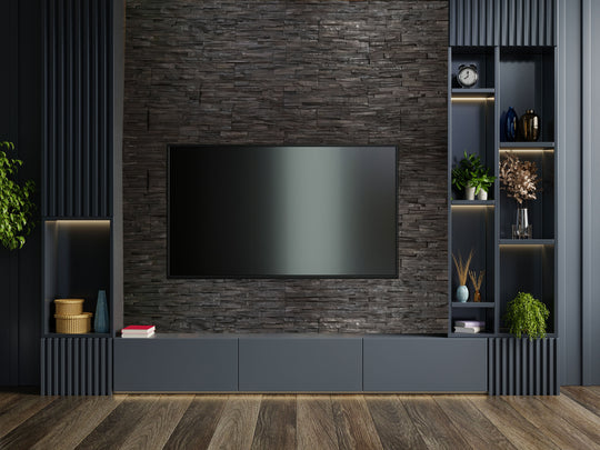 LINEAR USED FACE CHARCOAL Split Face Wood Panel - 15 x 60cm