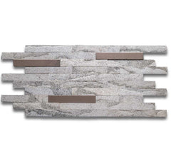 SATVARIO WHITE Split Face Big Lock Peel &amp; Stick Wall Tile with Metal - 15 x 31.2 cm