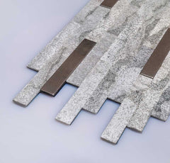 SATVARIO WHITE Split Face Big Lock Peel &amp; Stick Wall Tile with Metal - 15 x 31.2 cm