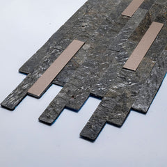 TOKYO EMERALD Split Face Big Lock Peel &amp; Stick Wall Tile with Metal - 15 x 31.2 cm