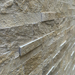 COPPER CHAMPAGNE Split Face Quartzite Peel &amp; Stick Wall Tiles - 15 x 60 cm