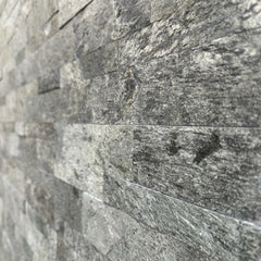 NEW YORK SILVER SHINE Split Face Quartzite Peel &amp; Stick Wall Tile - 15 x 60 cm