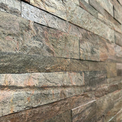 DUBAI COPPER Split Face Quartzite Peel &amp; Stick Wall Tiles - 15 x 60 cm