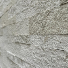 WHITE Split Face Quartzite Natural Stone Peel &amp; Stick Wall Tiles - 15 x 60 cm
