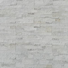 WHITE Split Face Quartzite Natural Stone Peel &amp; Stick Wall Tiles - 15 x 60 cm