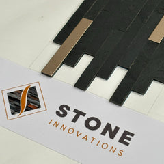 HONG KONG METAL NERO Split Face Large Lock Gold Peel &amp; Stick Wall Tiles with Metal - 15 x 31.2 cm