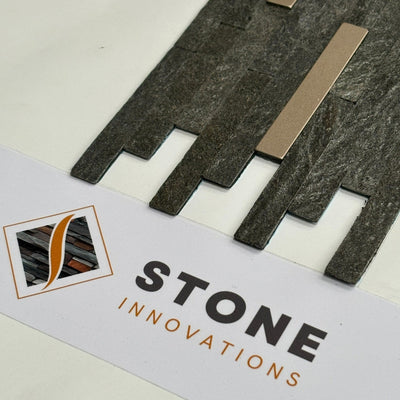 LONDON SAPPHIRE Split Face Stor lås Peel & Stick Veggflis med metall - 15 x 31,2 cm