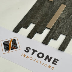 LONDON SAPPHIRE Split Face Stor lås Peel & Stick Veggflis med metall - 15 x 31,2 cm