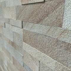 MOON PEARL Split Face Sandstone Peel &amp; Stick Natural Stone Wall Panel - 15 x 60 cm