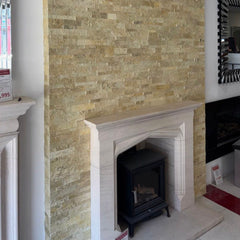 COPPER CHAMPAGNE Split Face Quartzite Peel &amp; Stick Wall Tiles - 15 x 60 cm