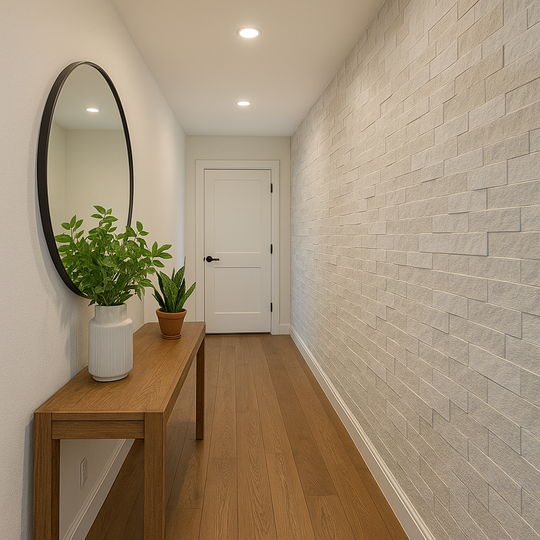 MOONSTONE Split Face Sandstone Peel &amp; Stick Natural Stone Wall Panel - 15 x 60cm 