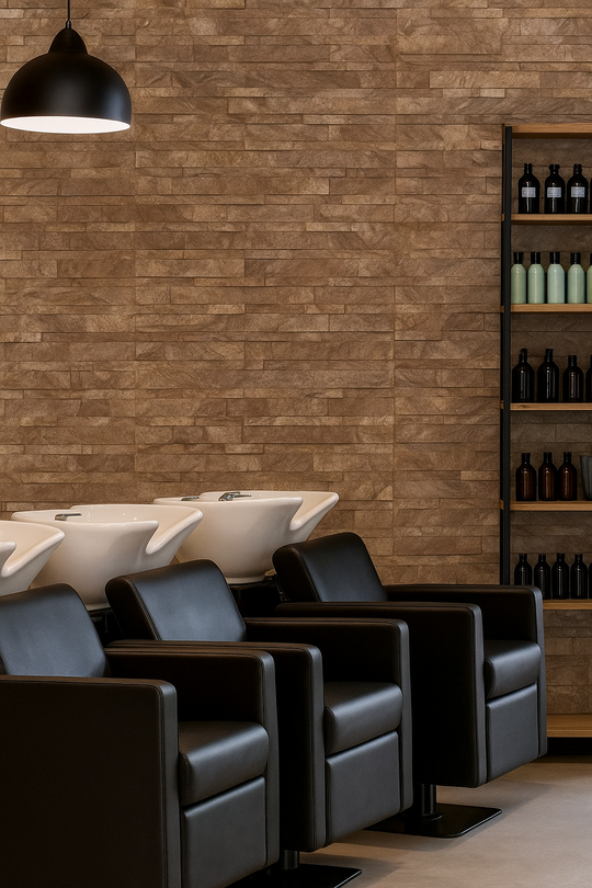 FOREST BROWN Split Face Marble Peel &amp; Stick Wall Tile - 15 x 60cm 